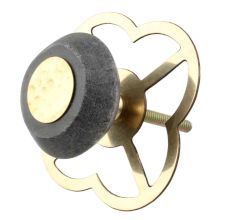 Grey Electrum Plate Round Stone Cabinet Knobs